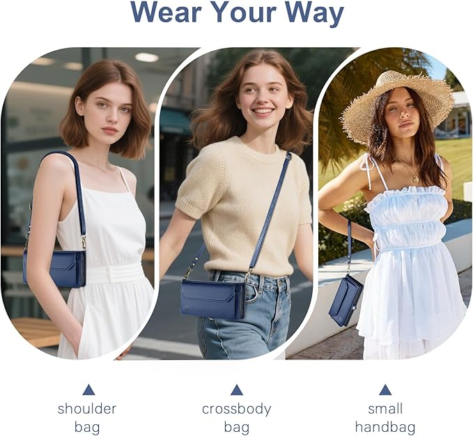 DJBull for Samsung Galaxy S25 Wallet Case with Card Holder, Shoulder and Wristlet Straps, Soft PU Leather, Magnetic Snap, Flip Phone Case for Women Men for Samsung S25 Blue