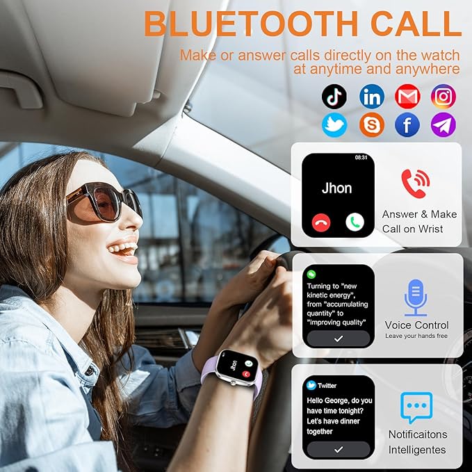 Kuizil Smart Watch, 1.91" Smartwatch for Men Women (Answer/Make Call), Fitness Tracker with 100+ Sport Modes, IP68 Waterproof, Heart Rate/Sleep Monitor, Pedometer, Activity Tracker for Android iOS