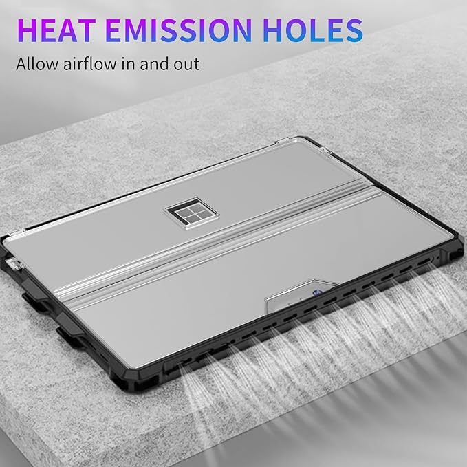 Case Fit 12.3" Microsoft Surface Pro Plus/Pro 7/Pro 6/Pro 5/Pro 4/Pro LTE, Protective Rugged Cover Case, with Stylus Pen Holder, Compatible with Type Cover Keyboard, Semitransparent