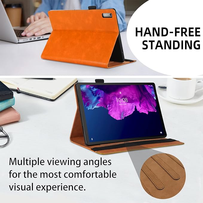 Case for Lenovo Tab P11 2nd Gen/Xiaoxin Pad Plus 2023 11.5" TB350FU/TB350XU case Bussiness Premium PU Leather Stand Folding Folio Cover for Lenovo Tab P11 2nd Gen 11.5 inch -Orange