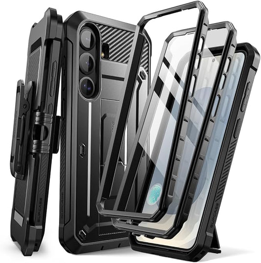 SUPCASE for Samsung Galaxy S25 Case with Stand (Unicorn Beetle Pro), [2 Front Frames] [Built-in Screen Protector & Belt-Clip] Military-Grade Protection Rugged Phone Case for Galaxy S25 6.2", Black