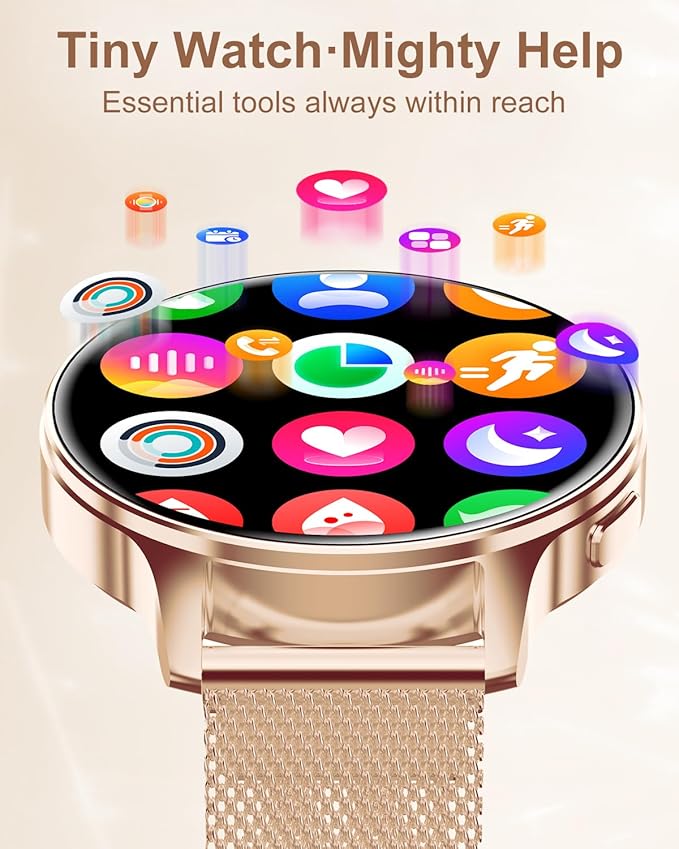 Smart Watches for Women 3 Bands 1.29" AMOLED Smartwatch Compatible Android and iOS Phones Answer/Make Calls Fitness Tracker Watch with 110+ Sports Modes Heart Rate Monitor Pedometer Sleep Rose Gold