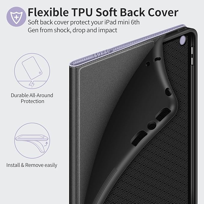 H HOLIMET Case for iPad 9th Generation 10.2 Inch 2021 iPad 8th 7th Generation 2020/2019 with Pencil Holder Vegan Leather Auto Sleep/Wake Smart Shockproof Protective Cover (Purple)