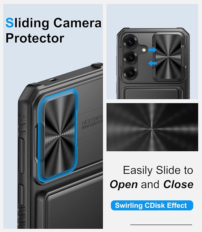 for Samsung Galaxy S25+ Plus Case Wallet, Card Holder (4-5 Cards), RFID Block, Slide Camera Cover & Military Grade Drop Shockproof, Heavy Duty Men Women Phone Case for Samsung S25+ Plus, Black