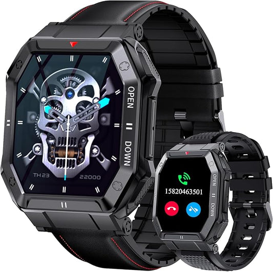 Military Smart Watches for Men (Answer/Make Call) with 1.85" HD Touchscreen, Fitness Tracker with Multiple Sport Modes, Tactical Smartwatch with Whole-Day Heart Rate/Sleep Monitor