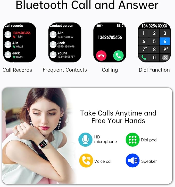 Smart Watch for Women Men (Answer/Make Call), Fitness Tracker, 1.83" HD Screen with 24-Hour Heart Rate/Sleep Monitor, IP68 Waterproof, 130+ Sports Modes, Smartwatch for Android iOS, White