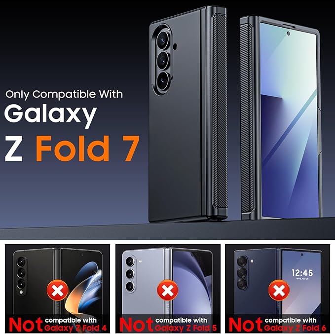 for Samsung Galaxy Z Fold 7 Case Magnetic Power with [Kickstand][Hinge Protection] Full Body Screen Protector Shockproof Phone Case for Galaxy Z Fold 7 Case(Black)