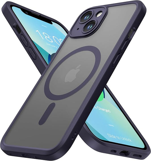 ImpactStrong Magnetic Guard Designed for iPhone 13 Case [Camera Protection] [Military Grade Drop Tested] [Compatible with MagSafe] Slim Translucent Matte Phone Case (6.1") - Deep Purple