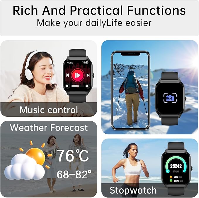 Smart Watch for Women Fitness Tracker: Rose Gold Make/Answer Call Smart Watches for Women Waterproof Digital Mens Watches Running Smartwatch Android Phone iPhone Samsung Compatible Heart Rate Monitor