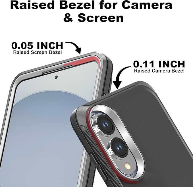 Designed for Samsung Galaxy S25 Edge Case [with Privacy Screen Protector] 3-Layer Full Body Protection Rugged Shockproof Heavy Duty Phone Case Cover, Black/Grey