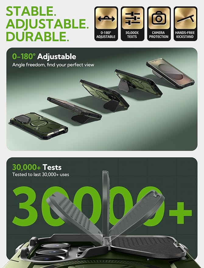 i-Blason Armorbox for Samsung Galaxy S25 Ultra Case MagSafe with Camera Cover Stand [Military Protection] Full-Body Heavy Duty Magnetic Phone Case with Screen Protector for S25 Ultra 6.9 inch, Green