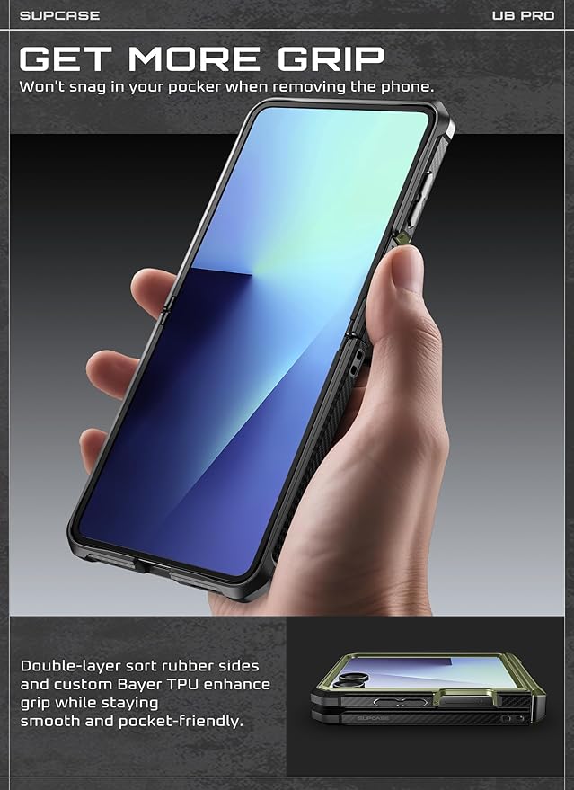 SUPCASE for Samsung Galaxy Z Flip 7 Case with Built-in Stand & Belt-Clip (Unicorn Beetle Pro), [Hinge Protection] [Front Tempered Glass Screen Protector] Full Body Military-Grade Phone Cover, Guldan