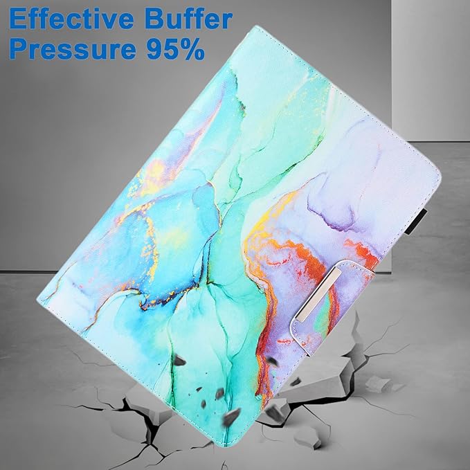 JZCreater 10 Inch Tablet Case, Universal 10 10.1 Inch Android Tablet Cover, Multi-Angle Viewing Stand Case for 9.5-10.5 Inch Tablet, Green Marble