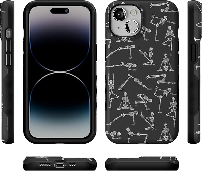Casely iPhone 14 Case | Corpse Pose | Skeleton Yoga | Compatible with MagSafe | Bold Protective Design