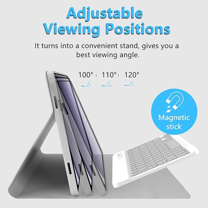 MMK Galaxy Tab A9 Plus Case with Keyboard, Samsung A9 Plus Tablet Case Keyboard (11" 2023, SM-X210/X216/X218), Wireless Detachable-Smoke Gray