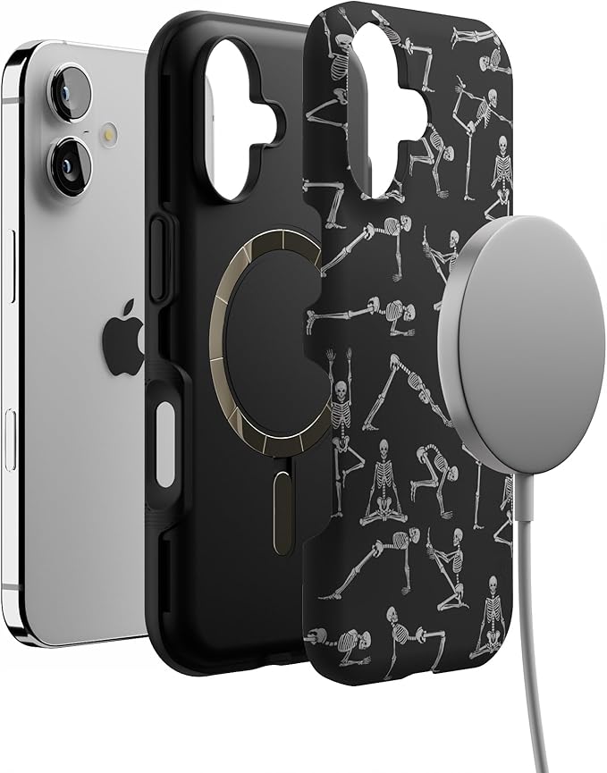 Casely iPhone 17 Case | Corpse Pose | Skeleton Yoga | Bold Protective Design | Compatible with MagSafe