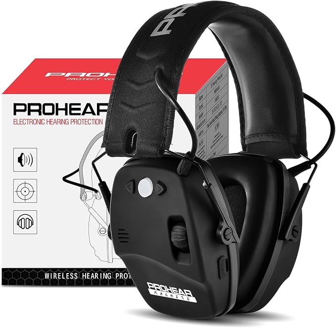 PROHEAR 030 2.0 Bluetooth Rechargeable Shooting Ear Protection, Slim Noise Cancelling Earmuffs, NRR 22dB for Hunting & Tactical Gun Range