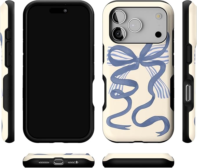 Casely iPhone 17 Pro Case | Heartstrings | Blue Bow | Bold Protective Design | Compatible with MagSafe