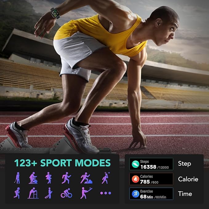 Smart Watch for Men Women(Answer/Make Call) 1.95" Smartwatch for Android iPhone, 123+ Sports Fitness Tracker with Game/Calculator/Weather IP68 Waterproof Heart Rate SpO2 Sleep Monitor, V71-1