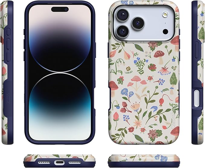 Casely iPhone 17 Pro Case | Garden Party | Mushroom Floral | Compatible with MagSafe | Bold Protective Design