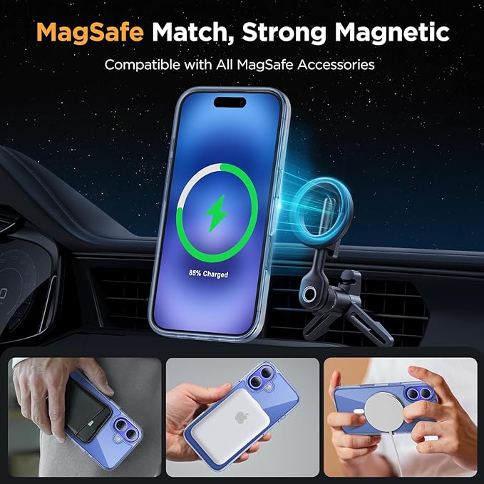 Miracase Magnetic Series for iPhone 16 Case [Compatible with MagSafe] [with 2X Screen Protectors] Military-Grade Protection, Anti-Fingerprint, Slim Phone Case for iPhone 16 6.1 inch - Crystal Clear