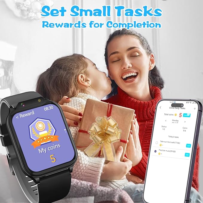 Smart Watch for Kids, 1.85" Fitness Tracker with Heart Rate, Sleep Monitor, IP68 Waterproof Smartwatches with Video Music, Pedometer, Game, NO APP/Phone, Gift for Boys Girls. (Classic, Black)