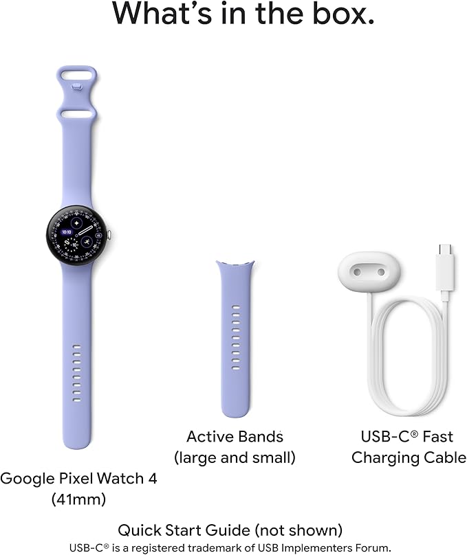 Google Pixel Watch 4 (45mm) - Android Smartwatch with Heart Rate and Sleep Tracking - 40-Hour Battery - Fitness Tracking - Google AI - Polished Silver Aluminum Case - Porcelain Active Band - Wi-Fi