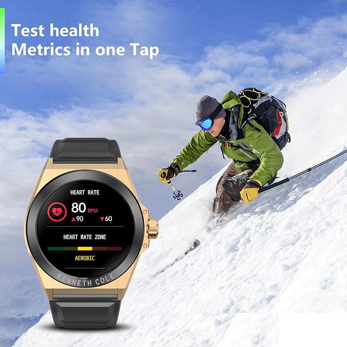 Bebinca Smart Watch for Men Compatible with iPhone Samsung Android Phone, 1.32'' HD Screen IP68 Waterproof Bluetooh Fitness Tracker Heart Rate/Sleep Monitor(Black-Gold)