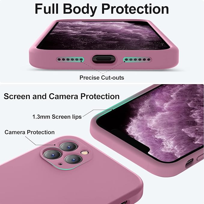 Vooii Compatible with iPhone 11 Pro Case, Upgraded Liquid Silicone with [Flat Edges] [Camera Protection] [Soft Anti-Scratch Microfiber Lining] Phone Case for iPhone 11 Pro 5.8 inch - Lavender Purple