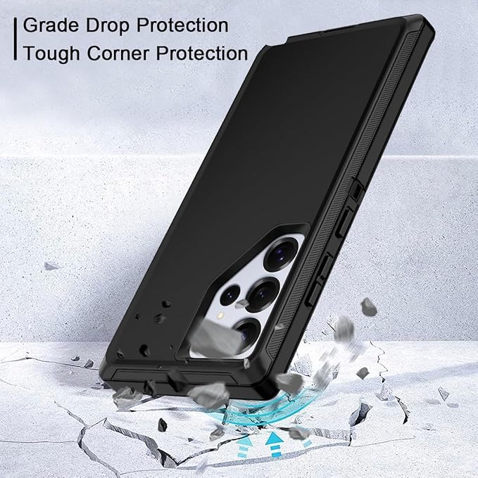 for Samsung Galaxy S25 Ultra Case Heavy Duty Protective Shockproof Dropproof 3-Layer Full Body Protection [Without Screen Protector] Tough Rugged Case for Galaxy S25 Ultra,Black