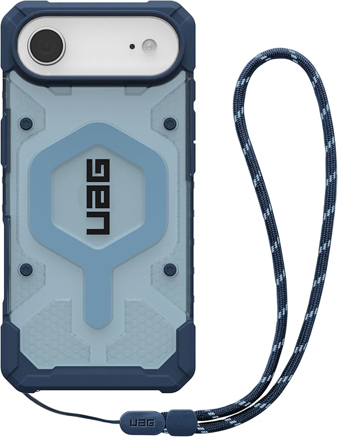 URBAN ARMOR GEAR UAG Designed for iPhone Air Case Pathfinder Clear + Wrist Lanyard Bundle - Compatible with MagSafe Military Grade Protective Cover, Blues