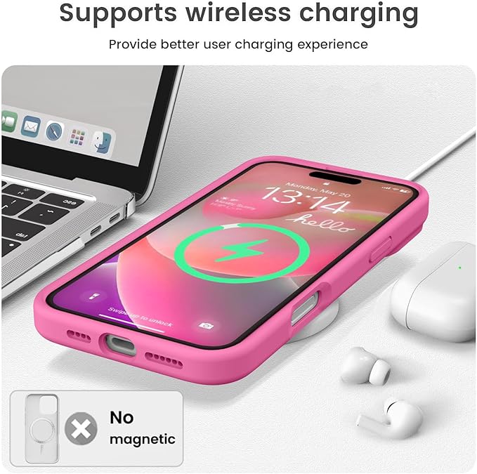 Vooii Compatible with iPhone 16 Pro Max Case, Liquid Silicone Upgrade [Camera Protection] [Soft Anti-Scratch Microfiber Lining] Shockproof Phone Case for iPhone 16 Pro Max 6.9 inch - Pitaya