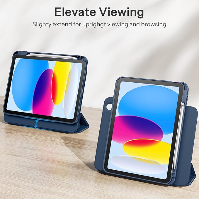 SPARIN Case for iPad A16 11th/10th Generation 2025/2022 (11"/10.9") with Pencil Holder, Magnetic Detachable Hybrid Stand, Portrait/Landscape Angle, Clear Protective Case, Auto Wake/Sleep-Navy Blue