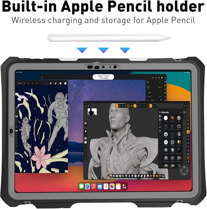for iPad Pro 11 Case 2024 - Waterproof Case for iPad Pro 11 Inch M4 (5th Generation), Full Body Protection Case Shockproof Dust-Proof with Pencil Holder (Black, iPad Pro 11 Inch（ 2024）)