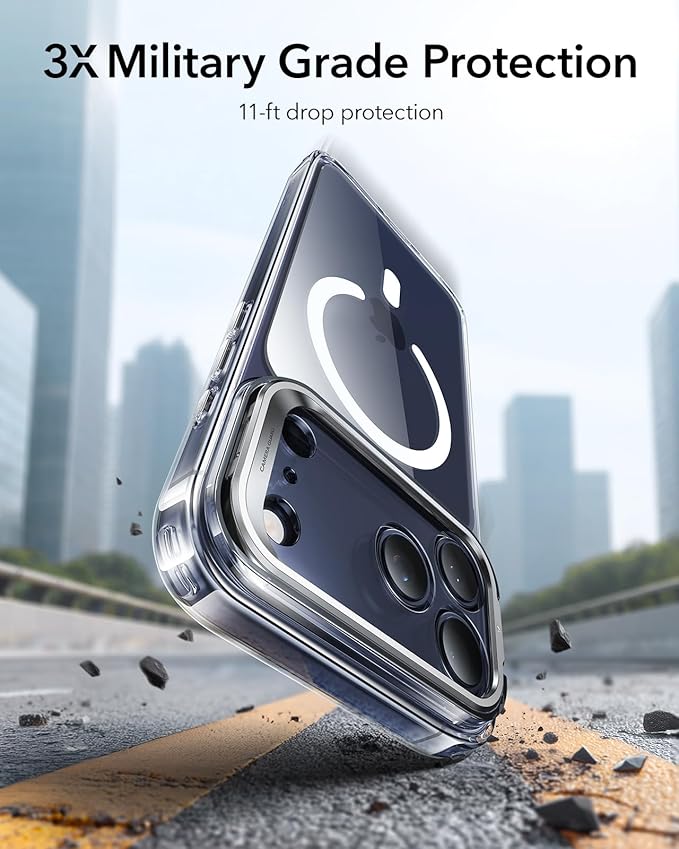 ESR for iPhone 17 Pro Case with Stash Stand, Camera Control Cover Compatible with MagSafe, Military-Grade Drop Protection Magnetic Phone Case for iPhone 17 Pro, Scratch-Resistant Back Cover, Clear