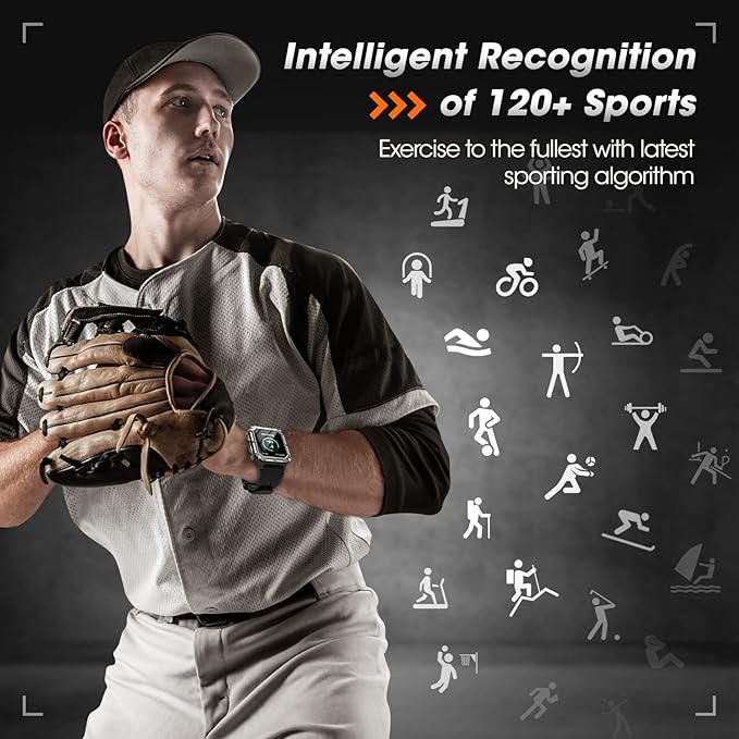 Rgthuhu Military Smart Watches for Men (Answer/Make Call), 100M Waterproof Rugged Smart Watch for Android Phones and iPhone, 1.9" Outdoor Sports Fitness Tracker with Heart Rate, Sleep Monitor, Black