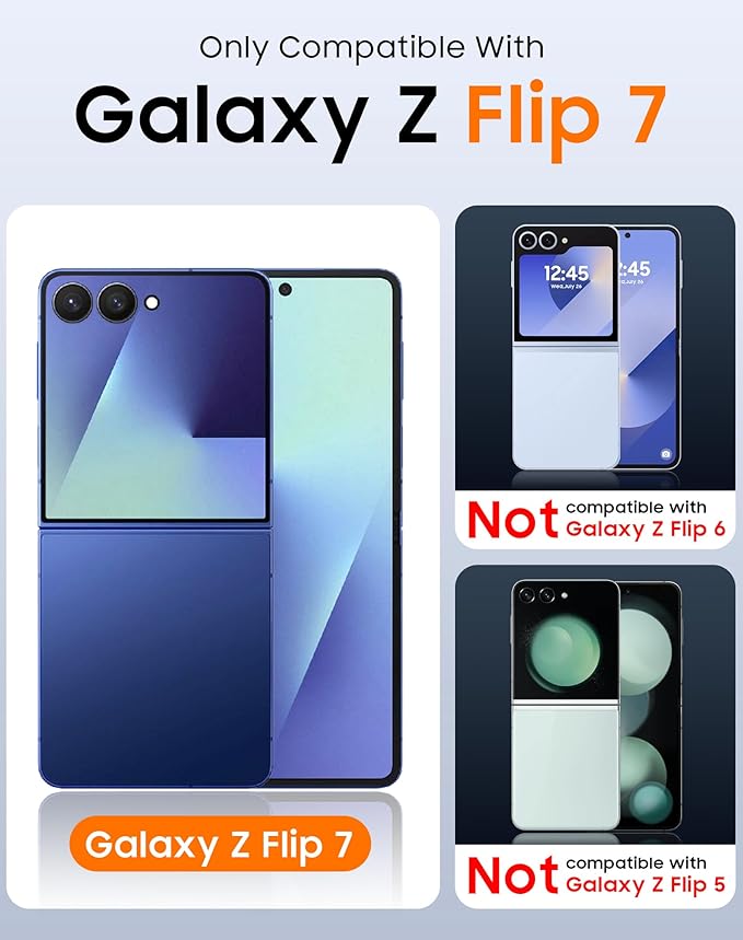 for Samsung Galaxy Z Flip 7 Case Wallet RFID Card Holder&Hinge Protection&HD Screen Protector, Full Body Shockproof Cover for Galaxy Z Flip 7(Natural Titanium)