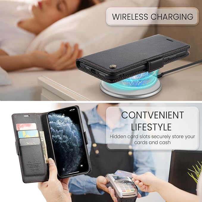 for iPhone 11 Pro Max Case, Premium PU Leather Wallet Case Flip Cover with [RFID Blocking][Card Holder][Stand Function] Shockproof Protective for iPhone 11 Pro Max, Black