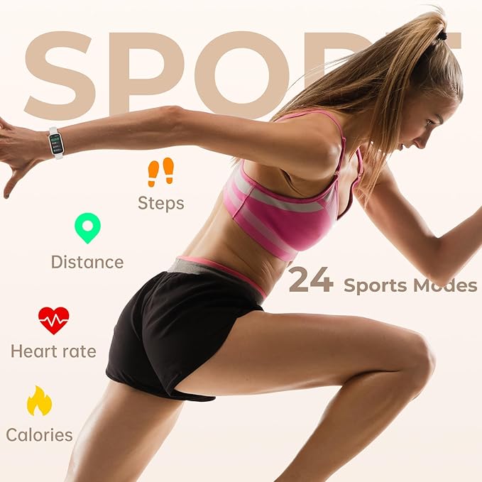 Health Fitness Tracker Smart Watch with 24/7 Heart Rate, Blood Oxygen, Sleep Tracker, Pedometer, 3 Colorful Bands & 3ATM Waterproof Activity Tracker with Step Calorie Counter, Starlight