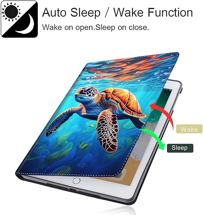 Case for Galaxy Tab A9 Plus ， Auto Sleep/Wake Multi-Angle Viewing Slim Folio Stand Cover for Samsung Galaxy Tab A9+/A9 Plus 11 Inch 2023 (SM-X210/X216/X218), Turtle Art