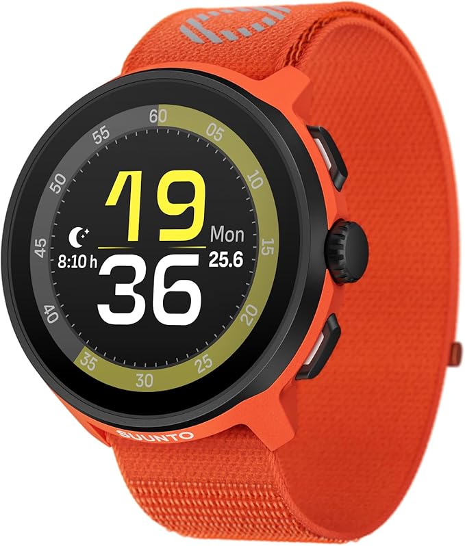 SUUNTO Run Sports Watch, 1.32" AMOLED Touchscreen w/Crown Button, 12D Battery Life, Dualband Accurate GPS, Wrist Heart-Rate & Sleep Health Tracking, 35g Lightweight & 4GB Offline Music, Coral Orange
