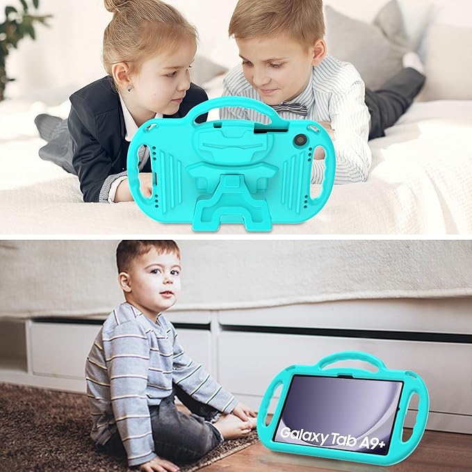 AVAWO Kids Case for Samsung Galaxy Tab A9+/A9 Plus 11 Inch 2023 Case, with Strap, Shockproof Lightweight Handle Stand 2023 Model (SM-X210/X216/X218), Turquoise