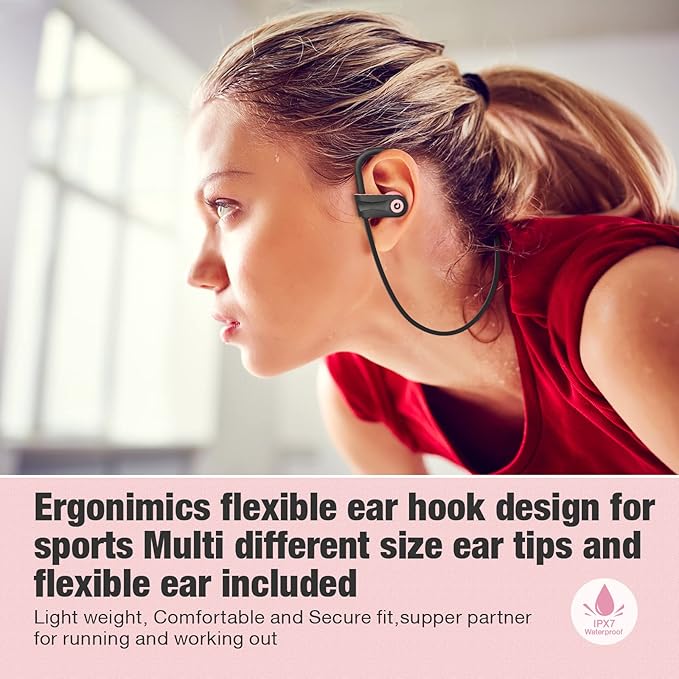 Boean Bluetooth Headphones, Wireless Earbuds with 16 Hours Bluetooth 5.3 Wireless Headphones HD Deep Bass Stereo IPX7 Waterproof Earphones for Sports Headset