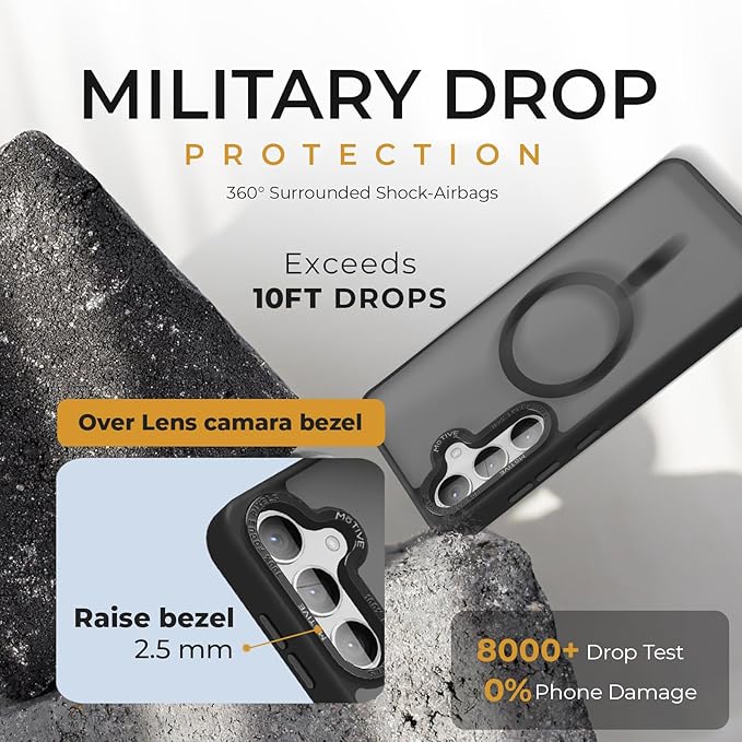 MOTIVE Designed for Samsung Galaxy s25 Case with Belt Clip, Semi-Clear Case Magnetic Compatible with MagSafe, Slim Cover, Drop Tested s25 Holster Case 6.2” | Clear Frost [Fits s24 Phone]