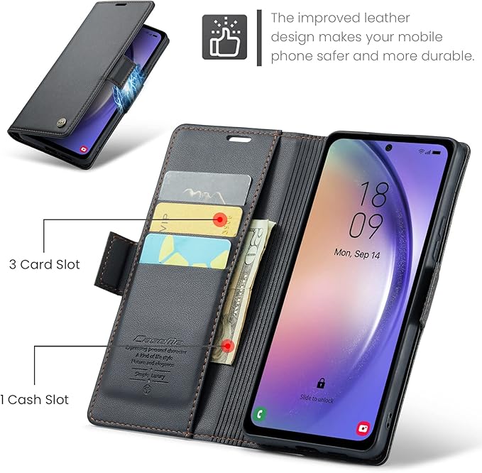for Samsung Galaxy A54 5G Case, Premium PU Leather Wallet Case Flip Cover with [RFID Blocking][Card Holder][Stand Function] Shockproof Protective for Samsung Galaxy A54, Black
