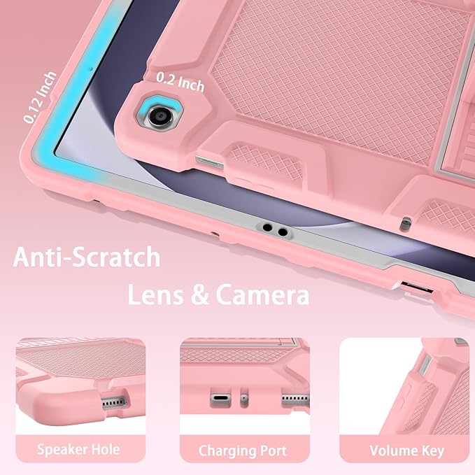 Rantice Case for Samsung Galaxy Tab A9+ / A9 Plus 11 Inch, Kids Case with Kickstand, Shockproof Rugged Cover for Samsung Galaxy Tab A9+ 11” 2023 Model (SM-X210/X216/X218), Rosegold+Grey