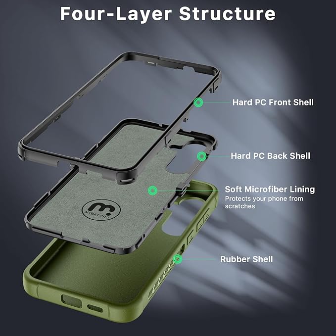 M MYBAT PRO Maverick Series for Samsung Galaxy S24 Plus Case with Belt Clip Holster, 6.7 inch, Heavy Duty Military Grade Drop Protective Case with 360° Rotating Stand (No Screen Protector) Army Green