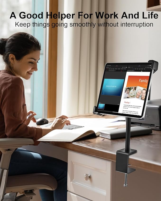 woleyi Anti Theft Desktop Tablet Kiosk Stand for 9-14" Tablet - 360° Swivel Tablets POS Stand Display Holder with Dual Security Lock and Key, Compatible iPad Pro 13/Air, Surface Pro/Go, Galaxy Tabs