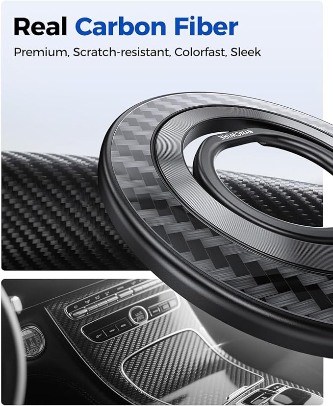 SYNCWIRE Carbon Fiber Magnetic Phone Ring Holder for MagSafe - Magnet Phone Grip Stand with 360° Rotation & Reinforced Hinge Compatible with iPhone 16 15 14 13 Pro Max Plus MagSafe Accessories