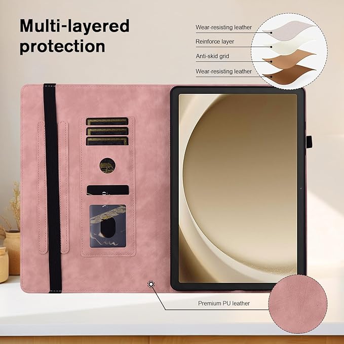 Case for Samsug Galaxy Tab A 10.1 inch 2016 （No S Pen Version） SM-T580 T585 T587, Slim PU Leather Folio Cover with Multi-Angle Stand and Pen Holder, Pink